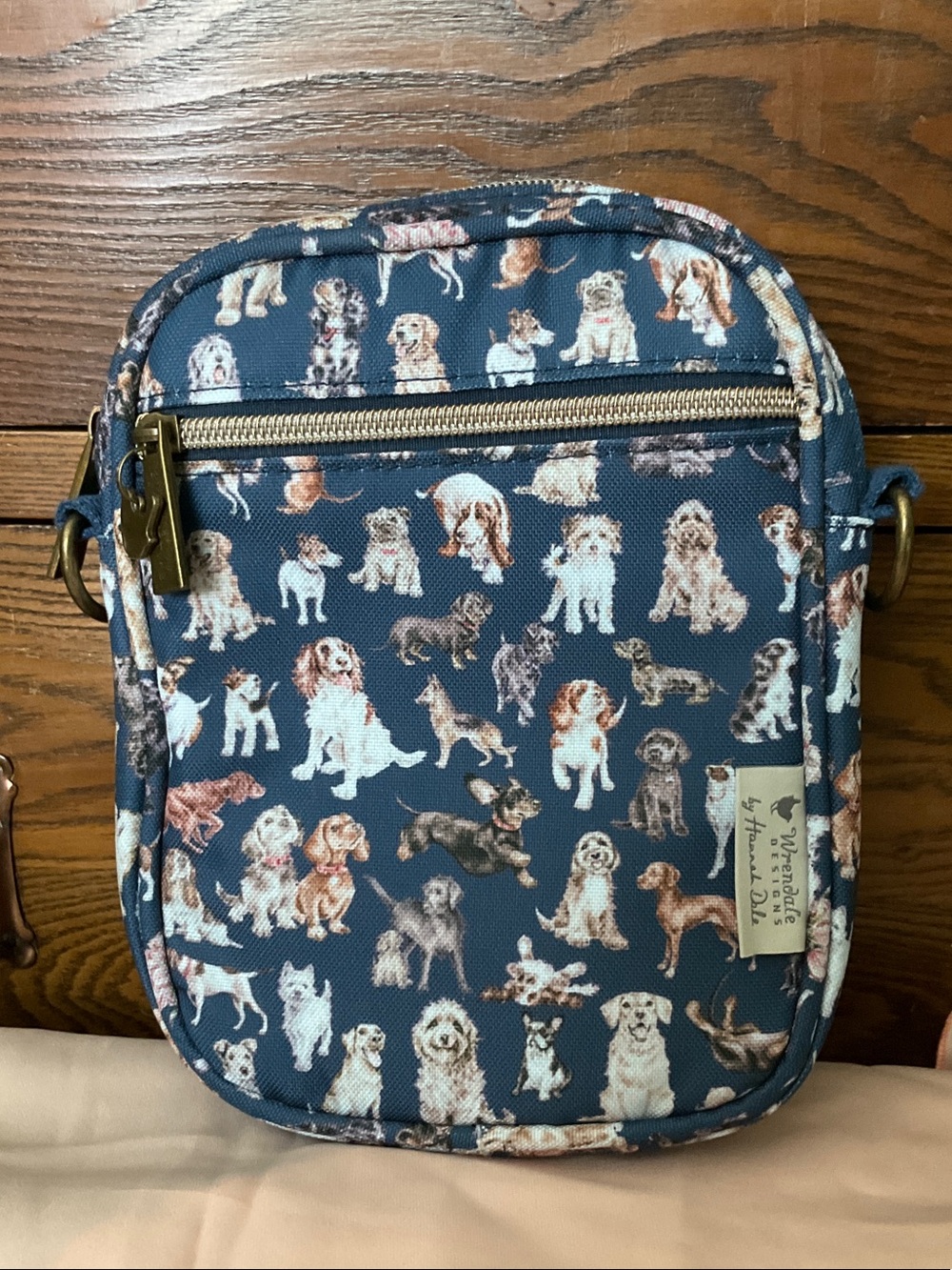 Wrendale Navy Dog-Print Crossbody Travel Bag